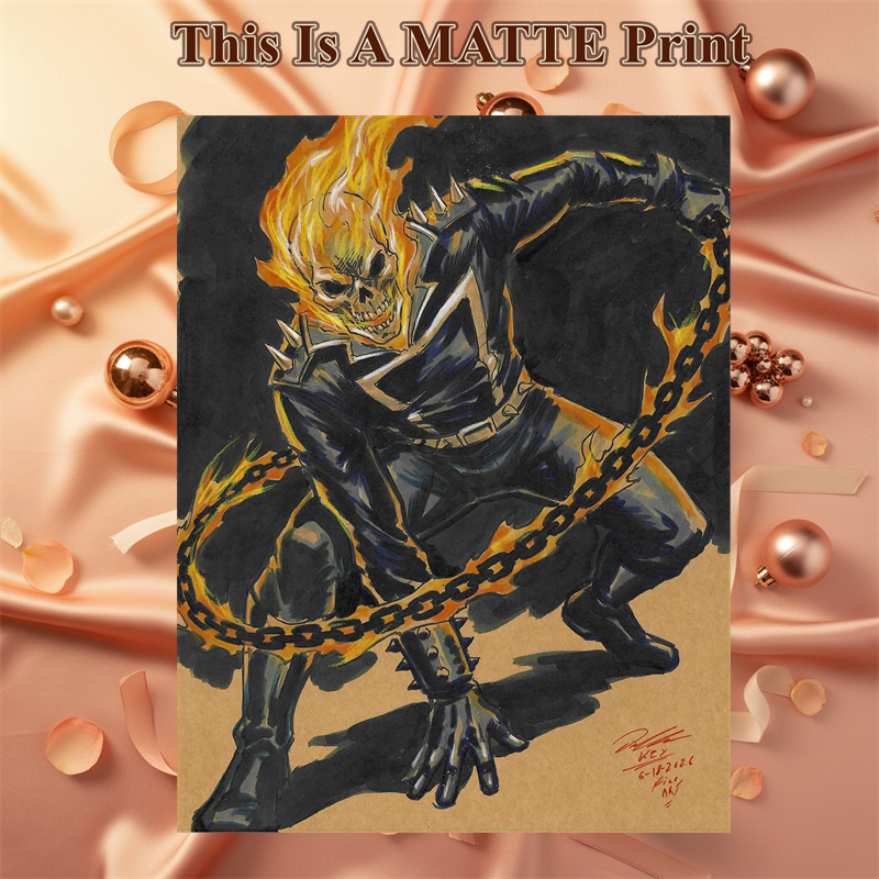 Ghost Rider Art Illustration Hard Signed 8.5x11in Fine Art PRINT