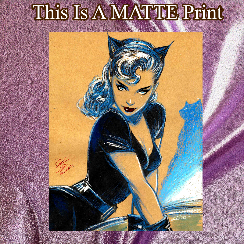 Catwoman Art Illustration Hard Signed 8.5x11in Fine Art PRINT