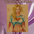 Supergirl Art Illustration Hard Signed 8.5x11in Fine Art PRINT