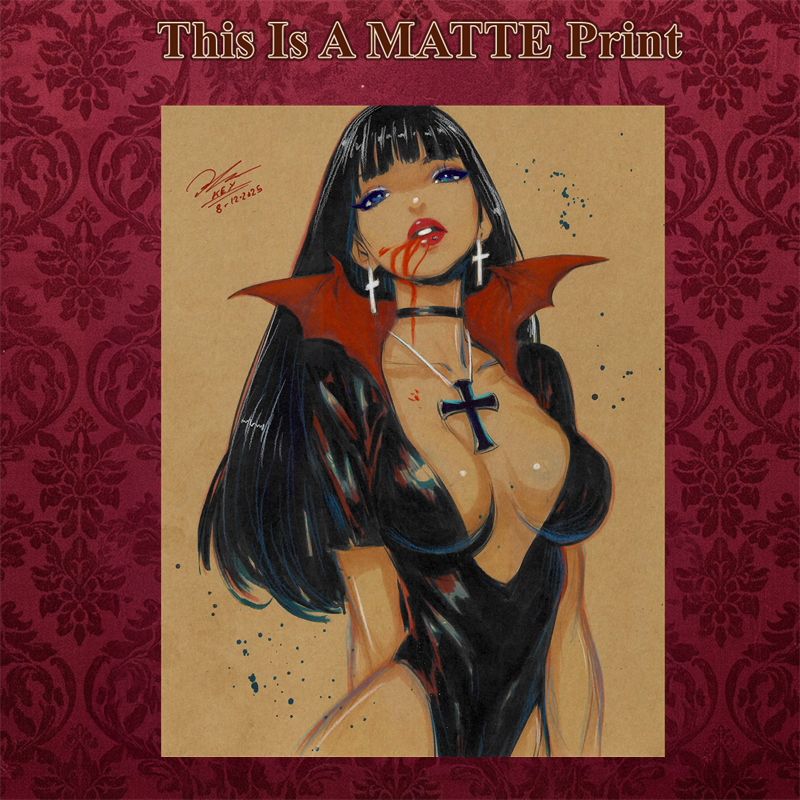 Vampire Art Illustration Hard Signed 8.5x11in Fine Art PRINT