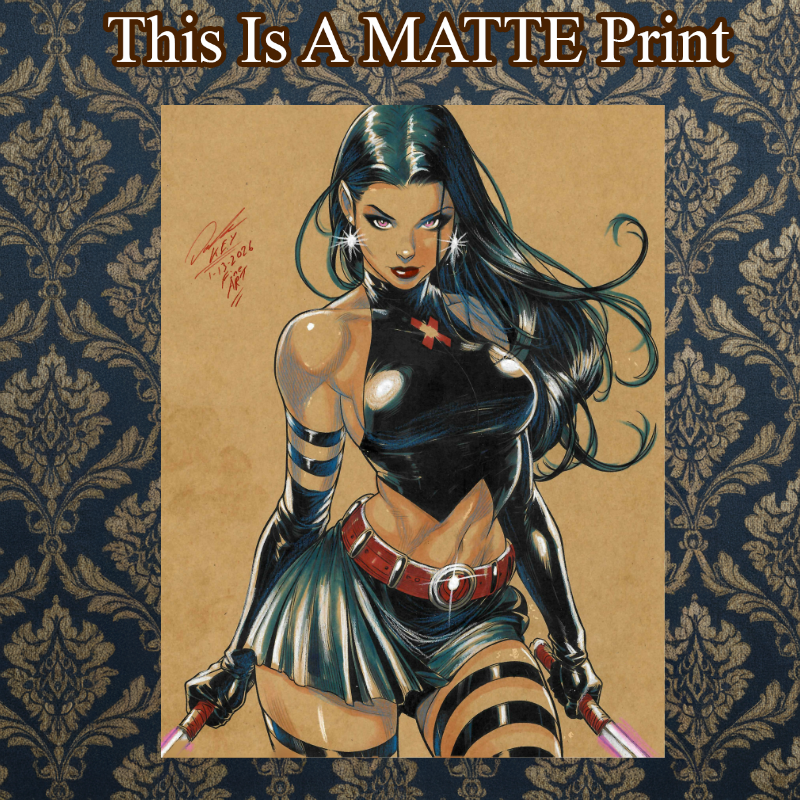 Psylocke Art Illustration Hard Signed 8.5x11in Fine Art PRINT