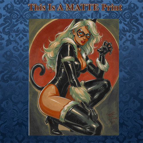 Black Cat Art Illustration Hard Signed 8.5x11in Fine Art PRINT