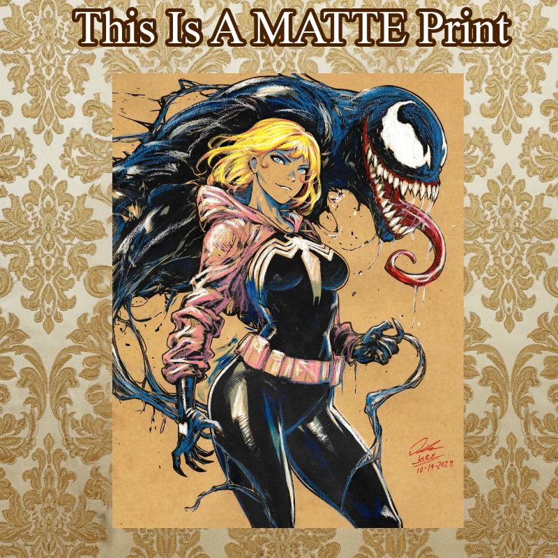 Gwen X Venom Art Illustration Hard Signed 8.5x11in Fine Art PRINT
