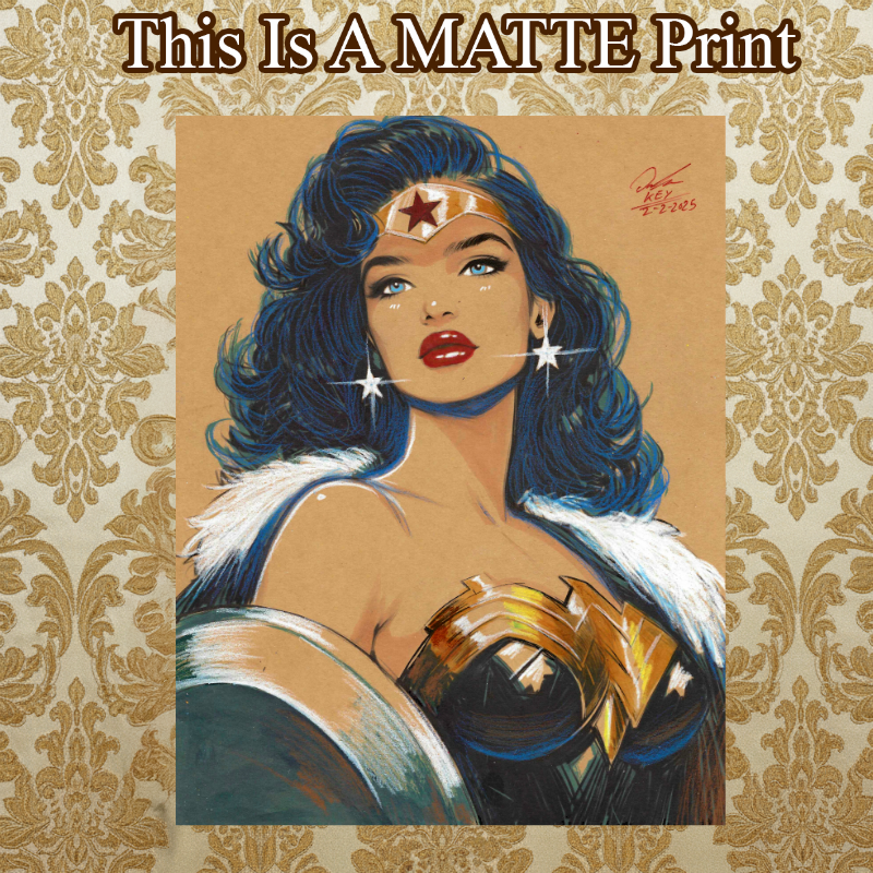 Wonder Woman Art Illustration Hard Signed 8.5x11in Fine Art PRINT