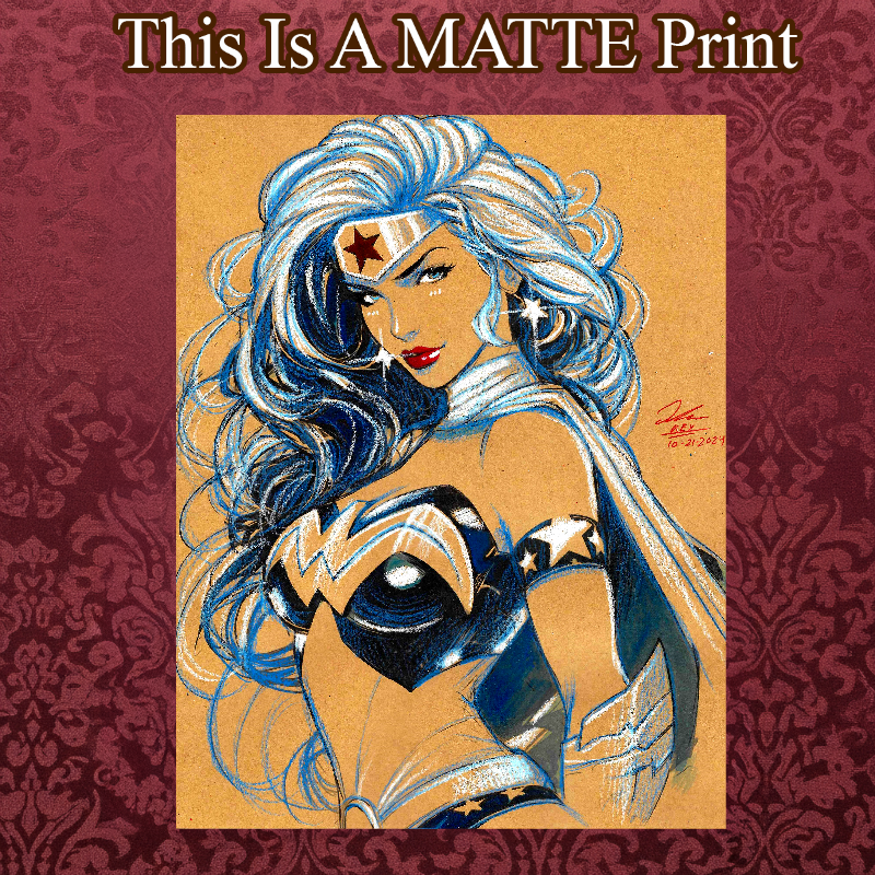Wonder Woman Art Illustration Hard Signed 8.5x11in Fine Art PRINT