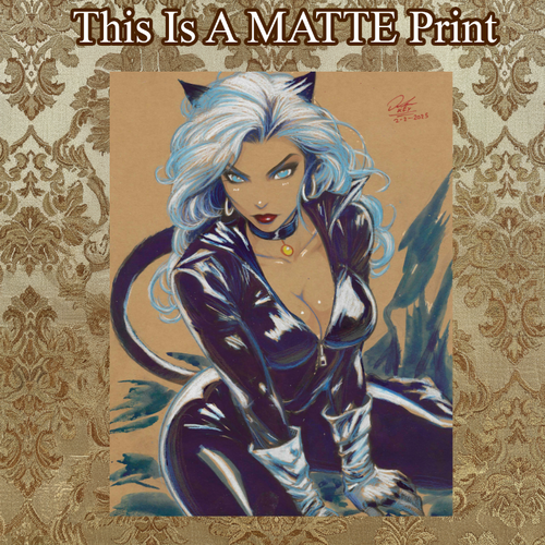 Black Cat Art Illustration Hard Signed 8.5x11in Fine Art PRINT