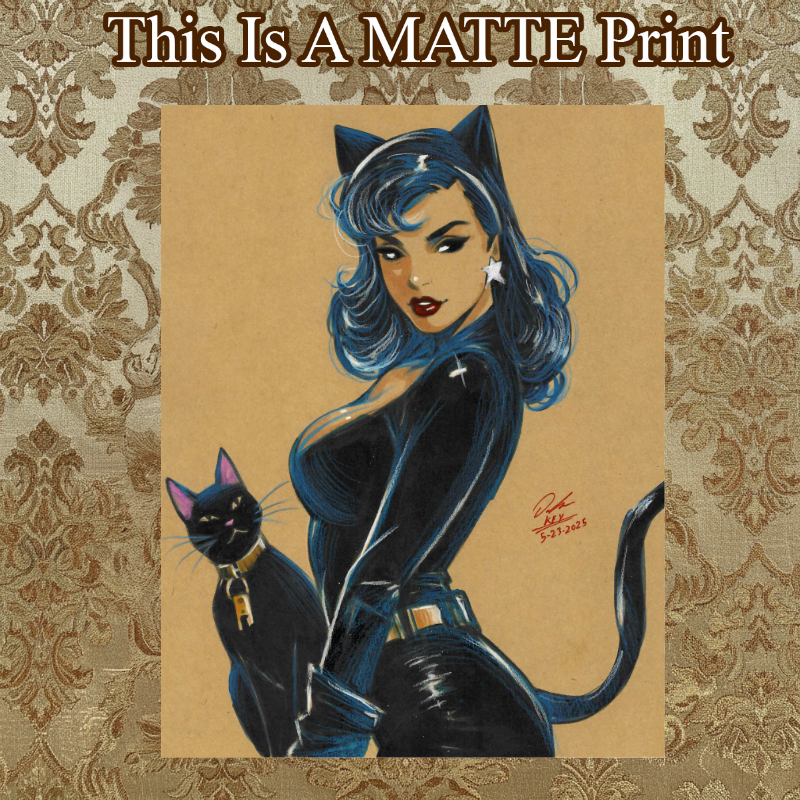 Catwoman Art Illustration Hard Signed 8.5x11in Fine Art PRINT