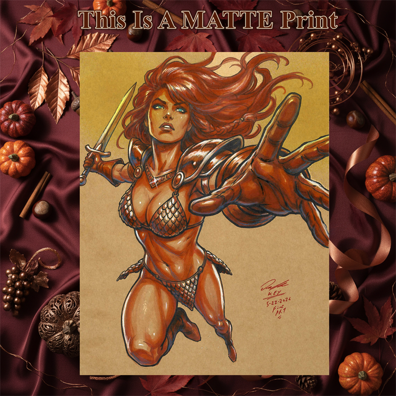 Red Sonja Art Illustration Hard Signed 8.5x11in Fine Art PRINT