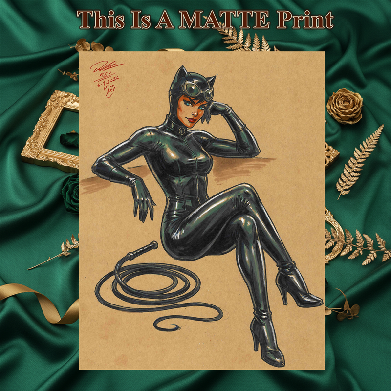 Catwoman Art Illustration Hard Signed 8.5x11in Fine Art PRINT