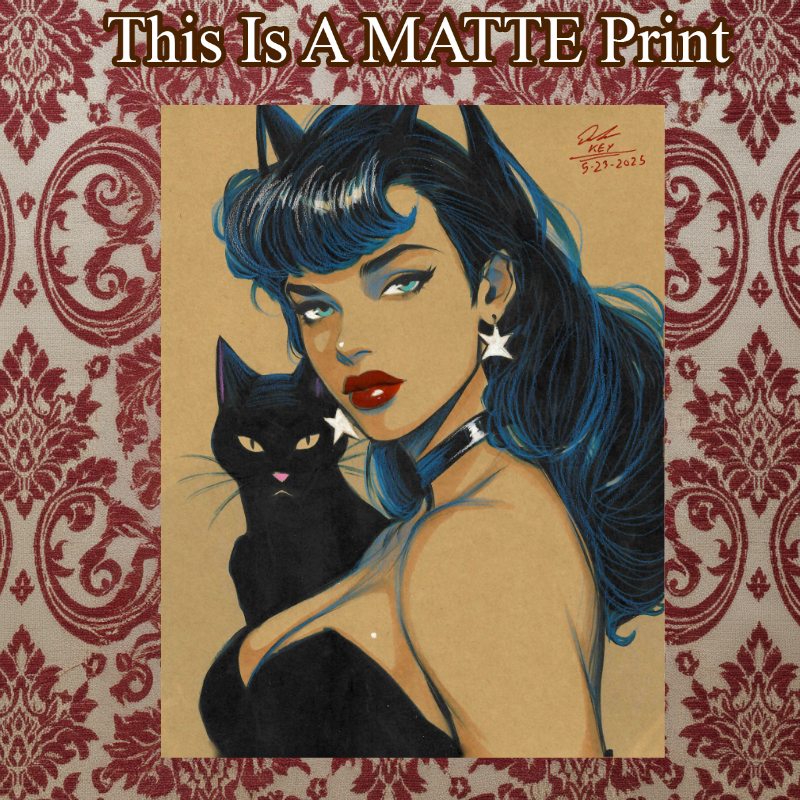 Catwoman Art Illustration Hard Signed 8.5x11in Fine Art PRINT