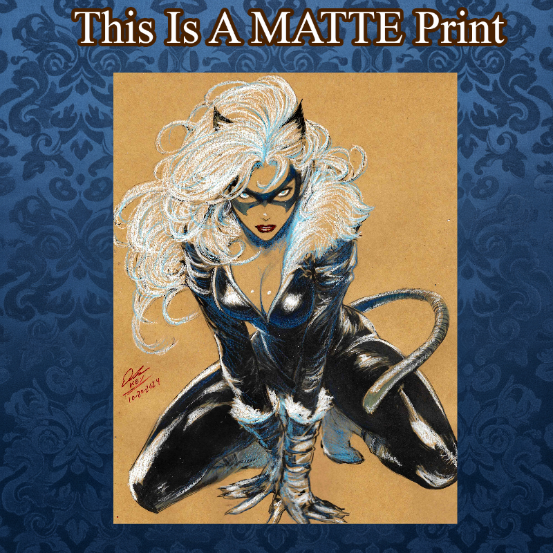 Black Cat Art Illustration Hard Signed 8.5x11in Fine Art PRINT