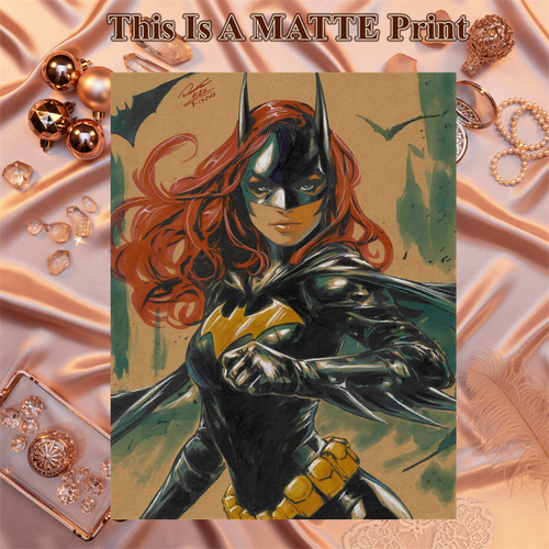 Batgirl Art Illustration Hard Signed 8.5x11in Fine Art PRINT
