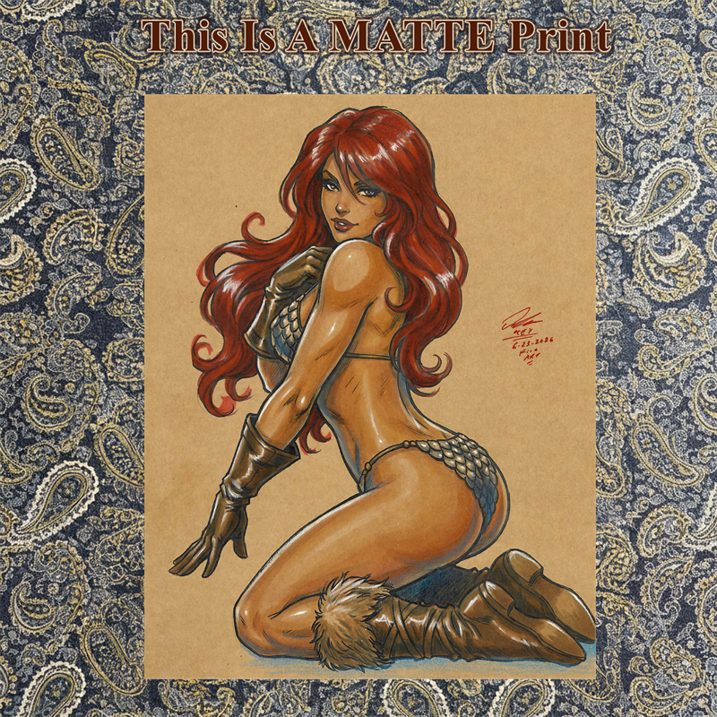Red Sonja Art Illustration Hard Signed 8.5x11in Fine Art PRINT