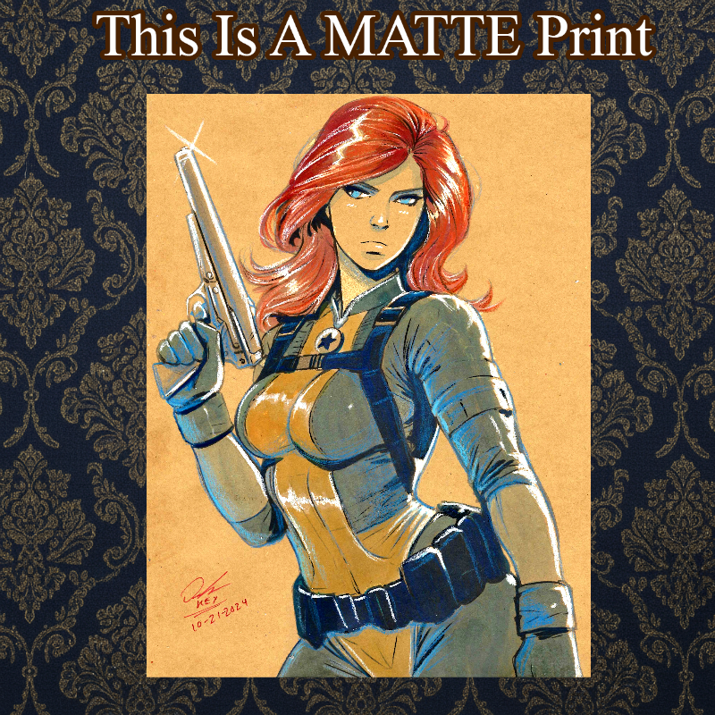 Scarlet Gi Joe Art Illustration Hard Signed 8.5x11in Fine Art PRINT