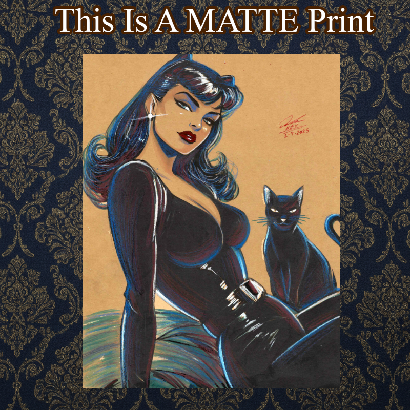 Catwoman Art Illustration Hard Signed 8.5x11in Fine Art PRINT