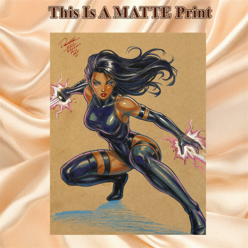 Psylocke Art Illustration Hard Signed 8.5x11in Fine Art PRINT