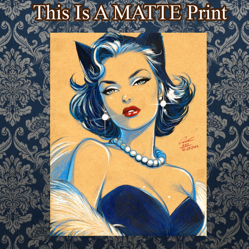 Catwoman Art Illustration Hard Signed 8.5x11in Fine Art PRINT