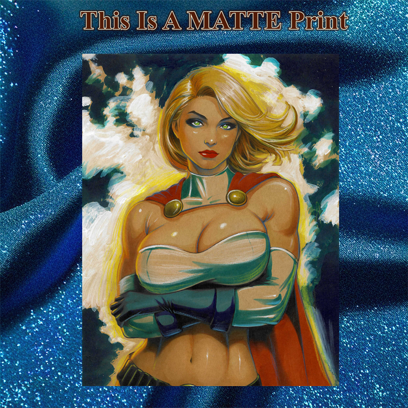 Power Girl Art Illustration Hard Signed 8.5x11in Fine Art PRINT
