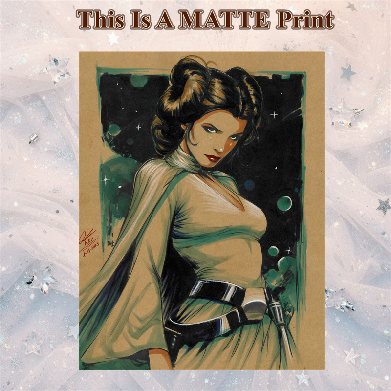 Princess Leia Art Illustration Hard Signed 8.5x11in Fine Art PRINT