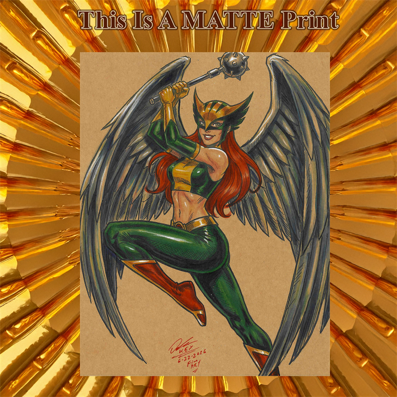 Hawkgirl Art Illustration Hard Signed 8.5x11in Fine Art PRINT