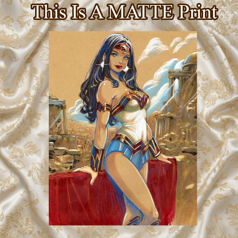 Wonder Woman Art Illustration Hard Signed 8.5x11in Fine Art PRINT