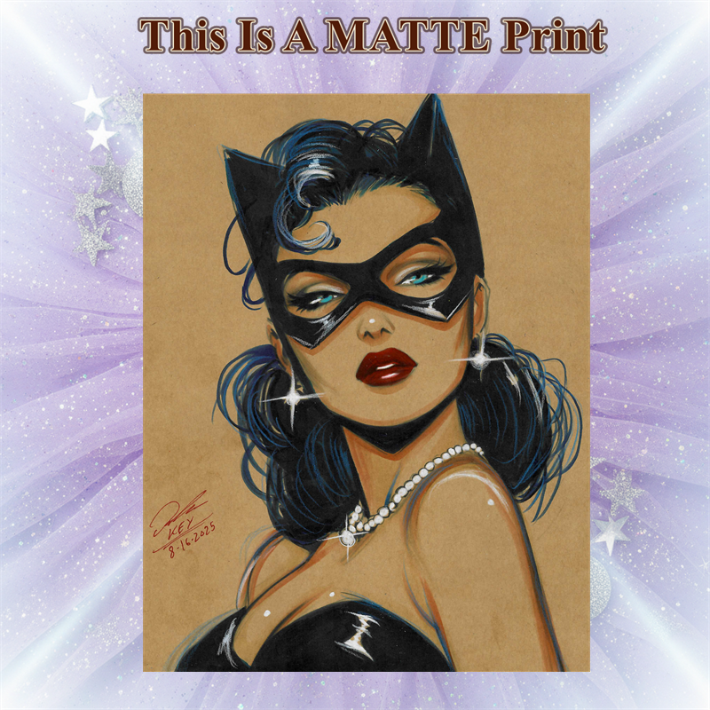 Catwoman Art Illustration Hard Signed 8.5x11in Fine Art PRINT