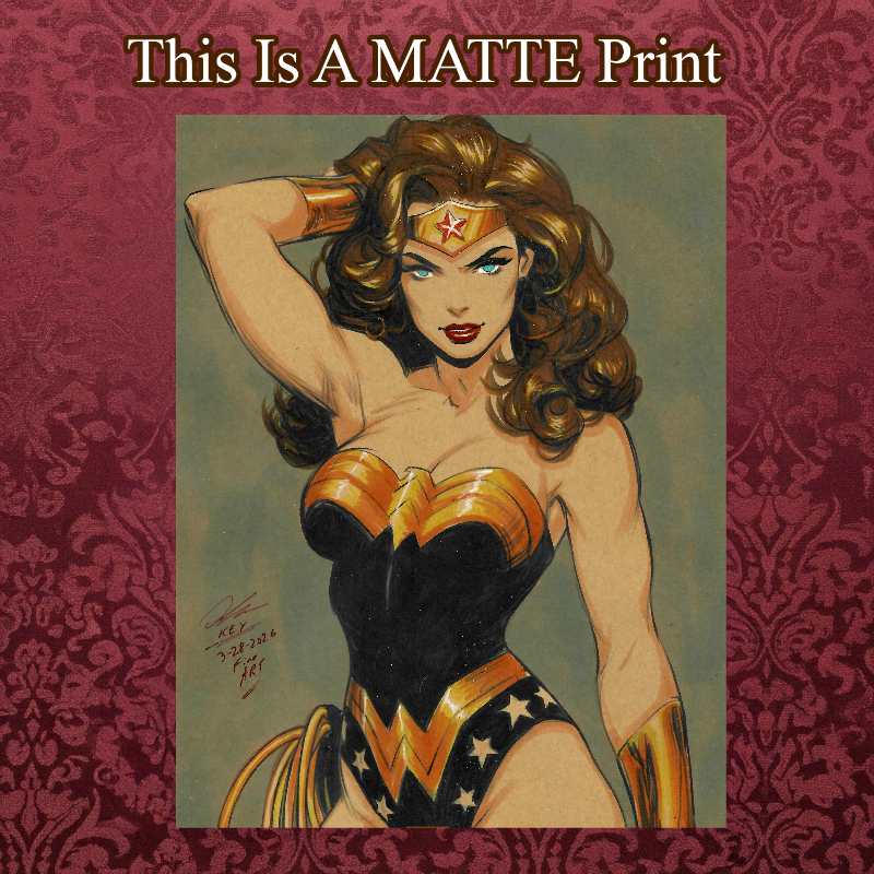 Wonder Woman Art Illustration Hard Signed 8.5x11in Fine Art PRINT