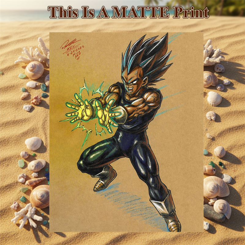 Vegeta Art Illustration Hard Signed 8.5x11in Fine Art PRINT