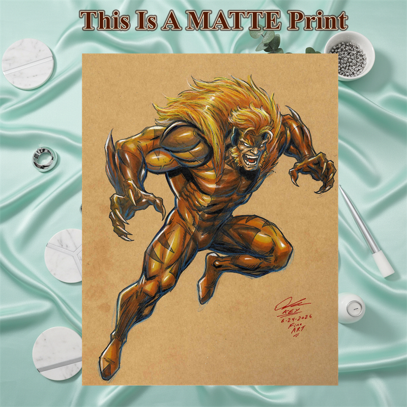 Sabertooth Art Illustration Hard Signed 8.5x11in Fine Art PRINT