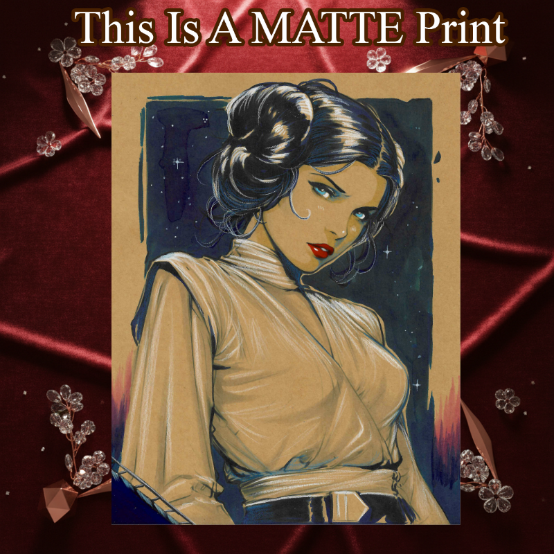 Princess Leia Art Illustration Hard Signed 8.5x11in Fine Art PRINT