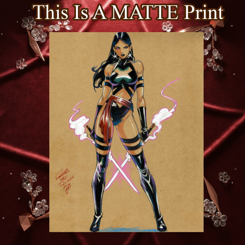 Psylocke Art Illustration Hard Signed 8.5x11in Fine Art PRINT