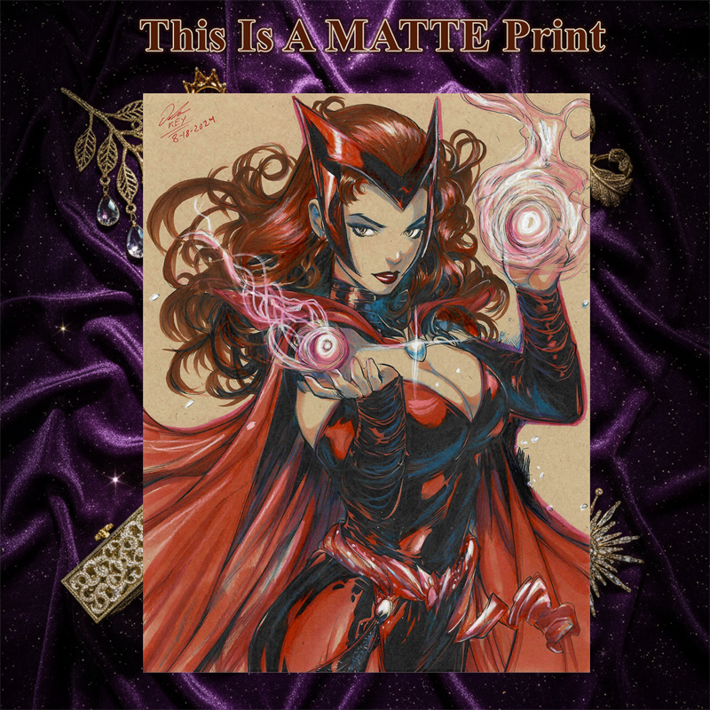 Scarlet Witch Art Illustration Hard Signed 8.5x11in Fine Art PRINT
