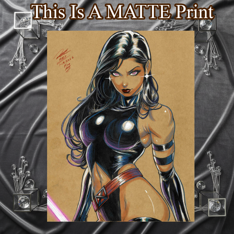 Psylocke Art Illustration Hard Signed 8.5x11in Fine Art PRINT