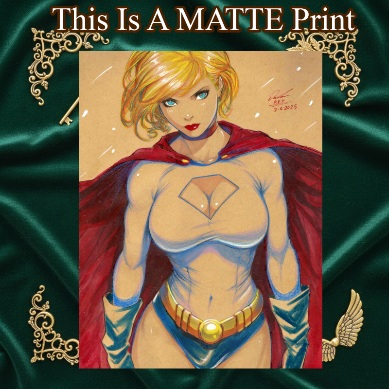 Power Girl Art Illustration Hard Signed 8.5x11in Fine Art PRINT