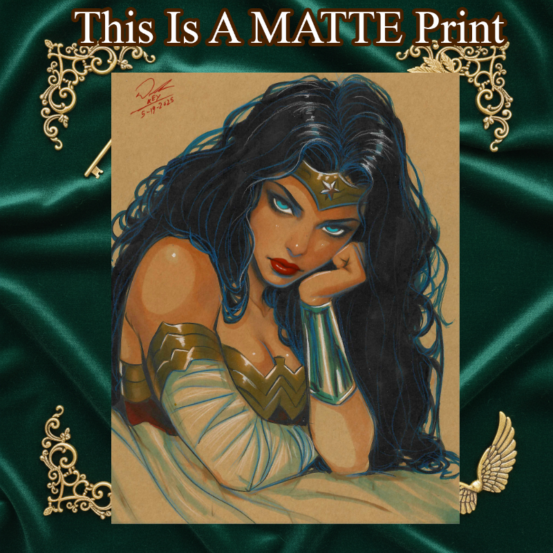 Wonder Woman Art Illustration Hard Signed 8.5x11in Fine Art PRINT