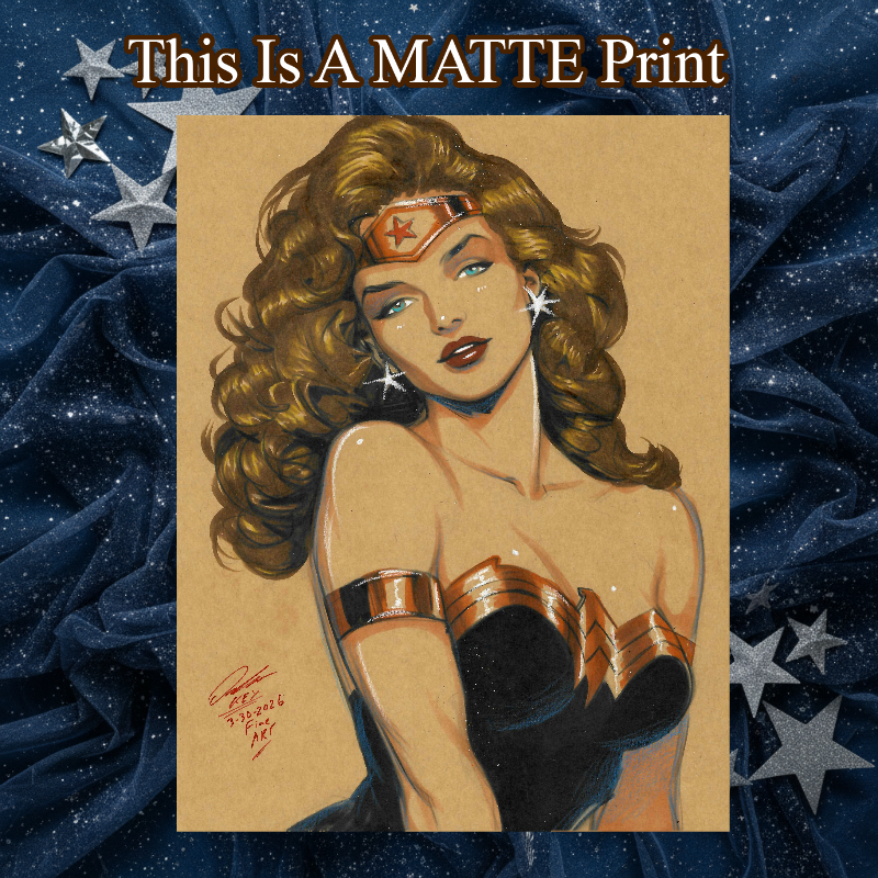 Wonder Woman Art Illustration Hard Signed 8.5x11in Fine Art PRINT