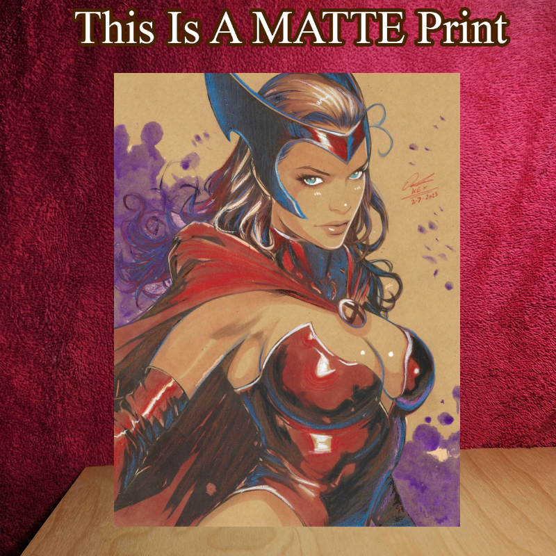 Scarlet Witch Art Illustration Hard Signed 8.5x11in Fine Art PRINT