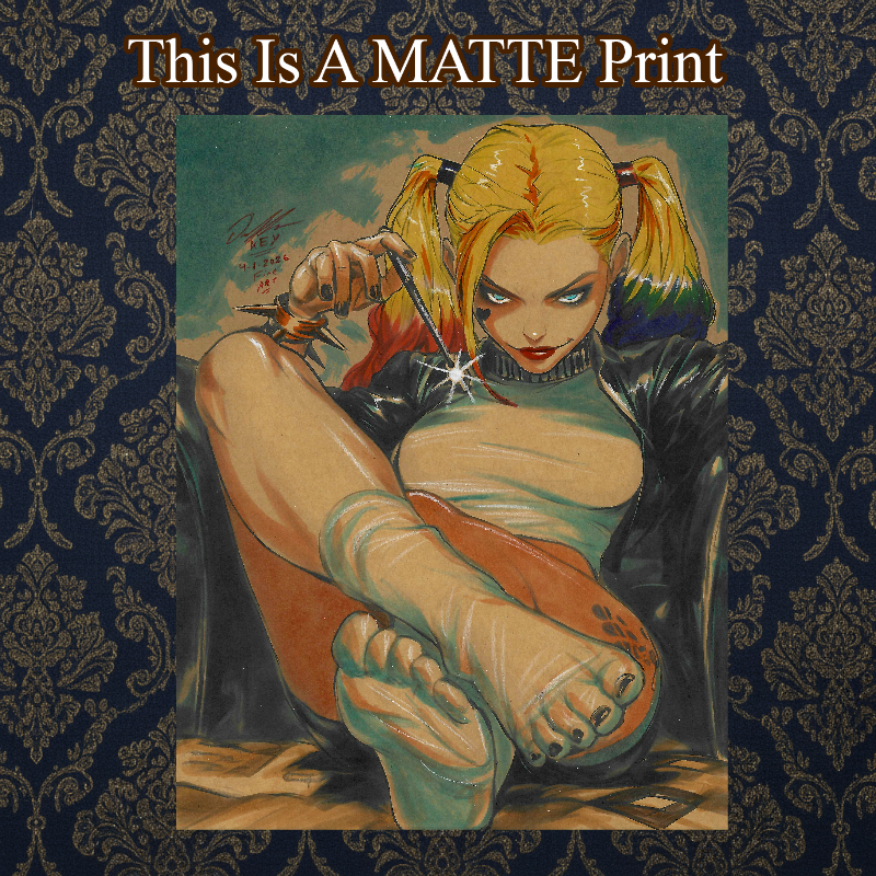 Harley Quinn Art Illustration Hard Signed 8.5x11in Fine Art PRINT