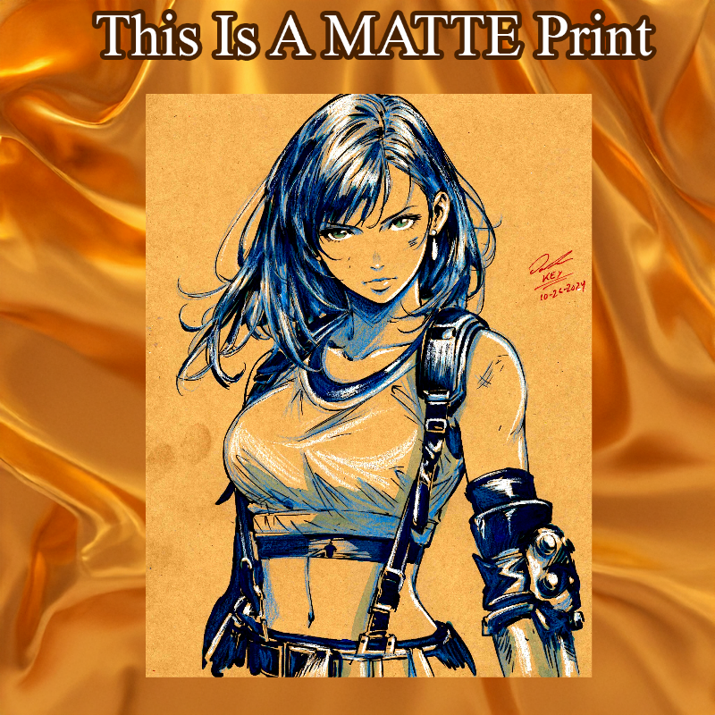 Tifa Lockhart Art Illustration Hard Signed 8.5x11in Fine Art PRINT