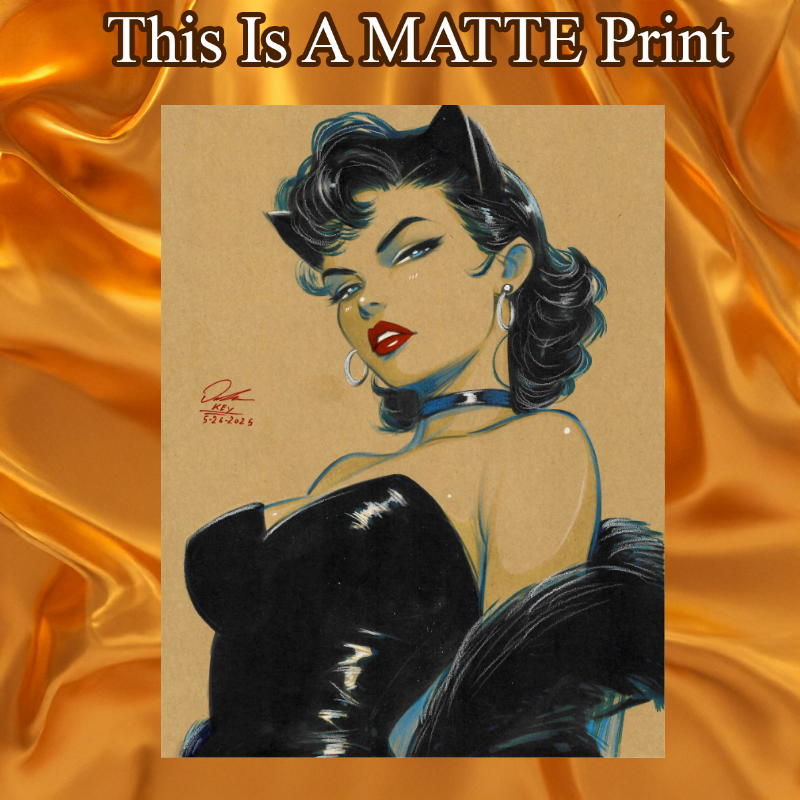 Catwoman Art Illustration Hard Signed 8.5x11in Fine Art PRINT