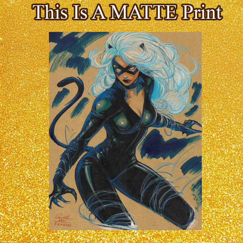Black Cat Art Illustration Hard Signed 8.5x11in Fine Art PRINT