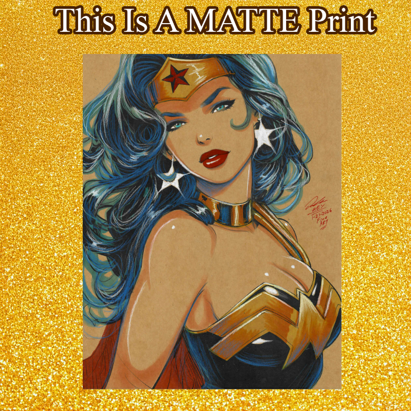 Wonder Woman Art Illustration Hard Signed 8.5x11in Fine Art PRINT