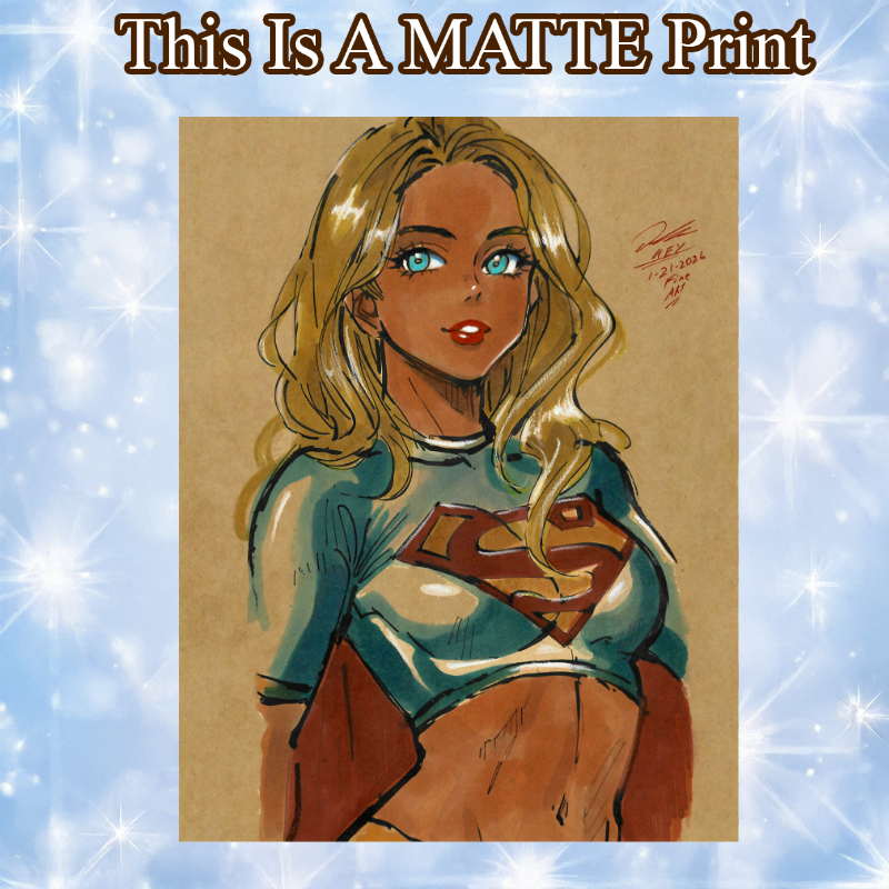Supergirl Art Illustration Hard Signed 8.5x11in Fine Art PRINT
