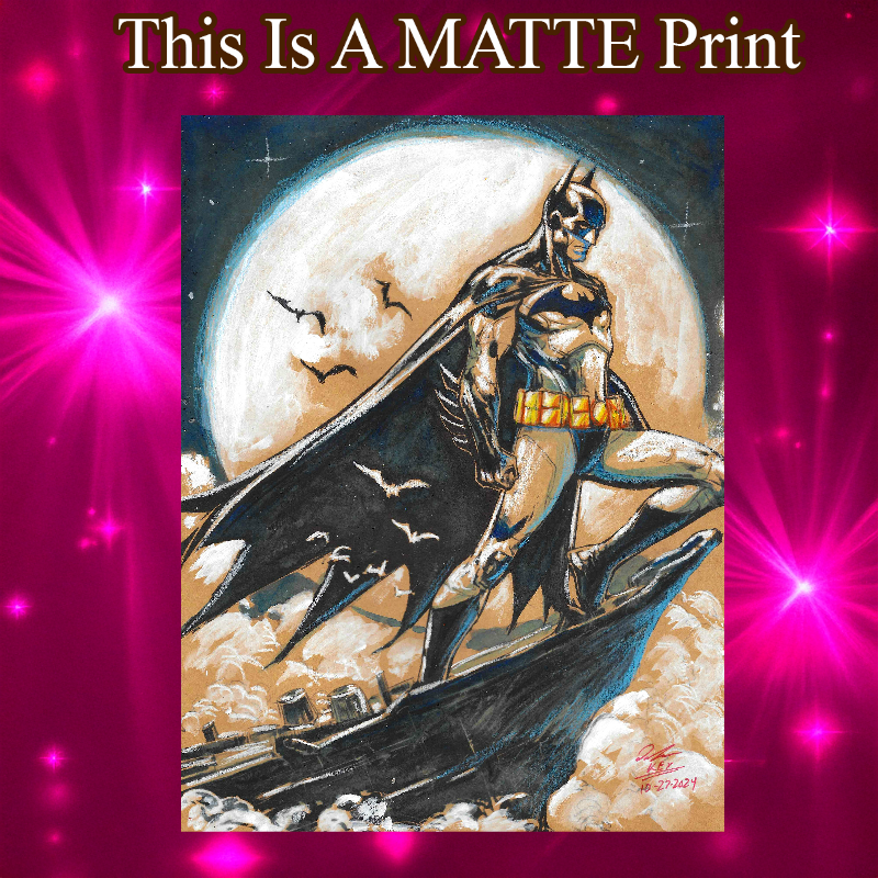 Batman Art Illustration Hard Signed 8.5x11in Fine Art PRINT