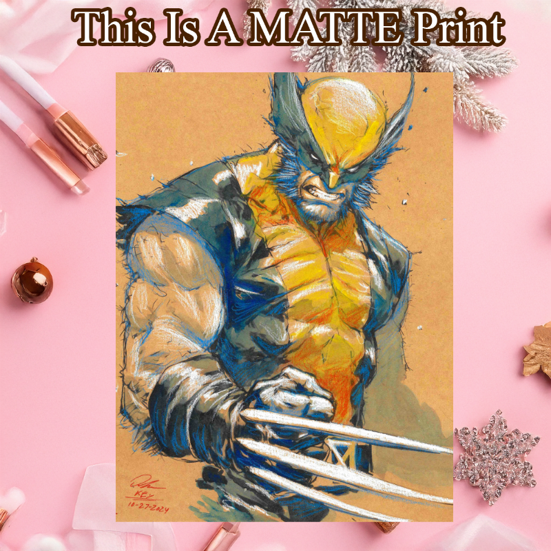Wolverine Art Illustration Hard Signed 8.5x11in Fine Art PRINT