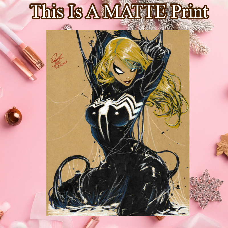 Gwen X Venom Art Illustration Hard Signed 8.5x11in Fine Art PRINT