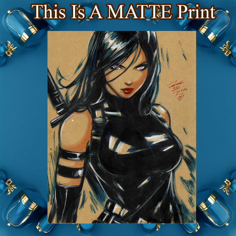 Psylocke Art Illustration Hard Signed 8.5x11in Fine Art PRINT