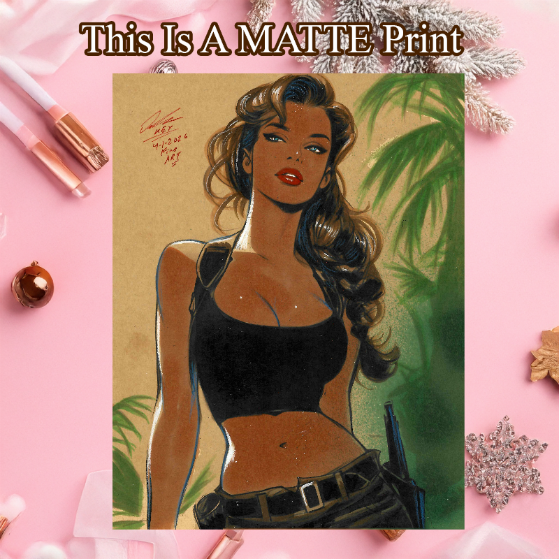 Lara Croft Art Illustration Hard Signed 8.5x11in Fine Art PRINT