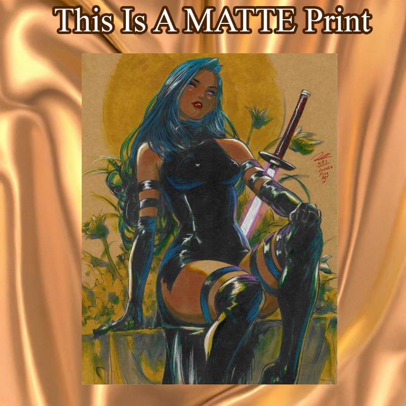 Psylocke Art Illustration Hard Signed 8.5x11in Fine Art PRINT