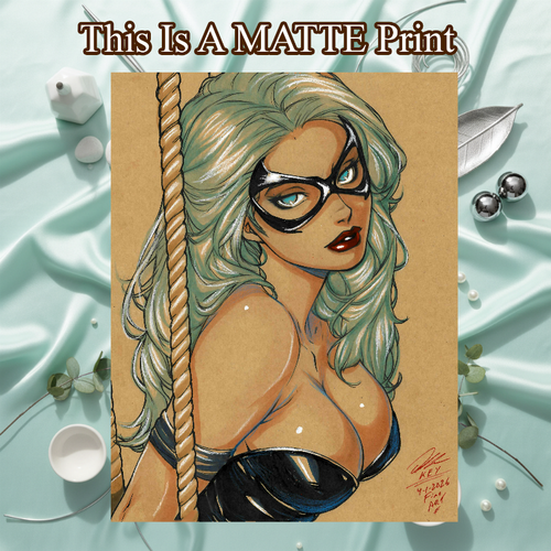 Black Cat Art Illustration Hard Signed 8.5x11in Fine Art PRINT
